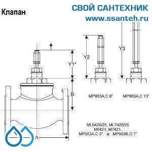10166 Honeywell, V5025A1142 Клапан двухходовой (проходной) фланцевый, PN25, DN100, Kvs 160, 38мм, 2…200 °C