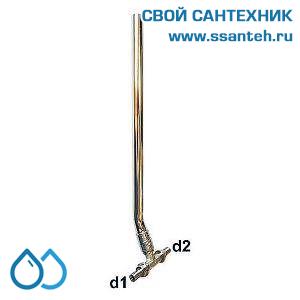 18144 Herz, P551894 Тройник для подключения радиатора под надвижную гильзу с никелированной трубкой переходной, 15-18x2,5-14х2,0-800 мм